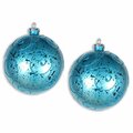 Queens Of Christmas 120 mm Glitter Ornament Ball, Aqua, 2PK ORN-BALL-120-AQ-2PK